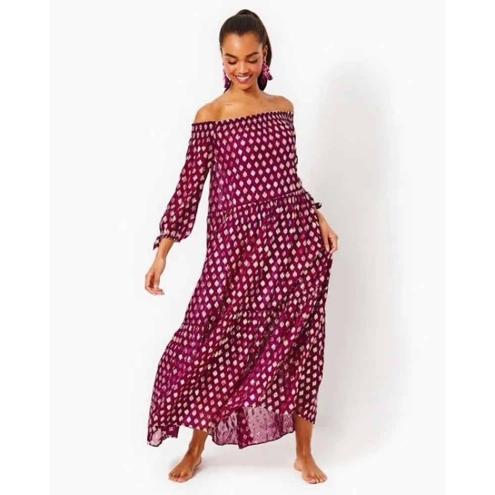 NWT Lilly Pulitzer Women's Dayla Off-Shoulder Maxi Cover-Up